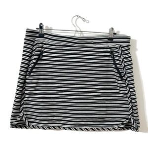 Jones New York Signature Striped Print Cotton Skort Front Slash Pockets Zippers
